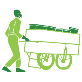 Worker with wheelbarrow
