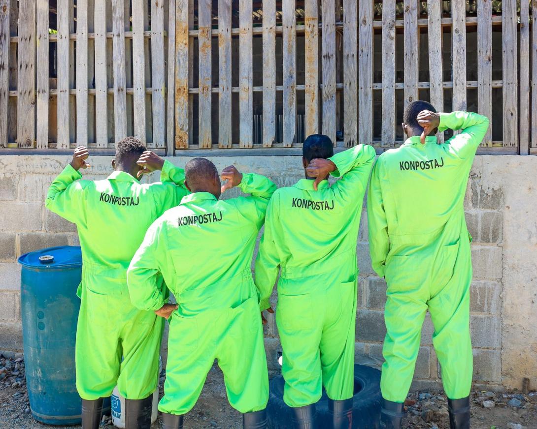 Members of SOIL’s composting team in Mouchinette, Haiti